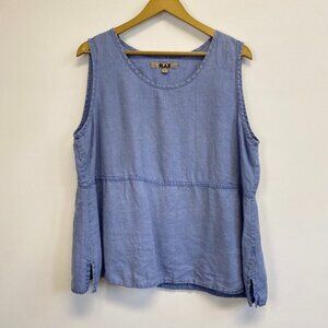 Flax 100% Linen Blue Sleeveless Top
